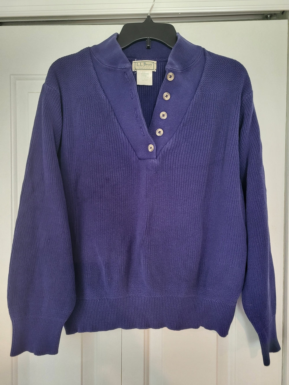 L.L. Bean Blue Button Henley Sweater